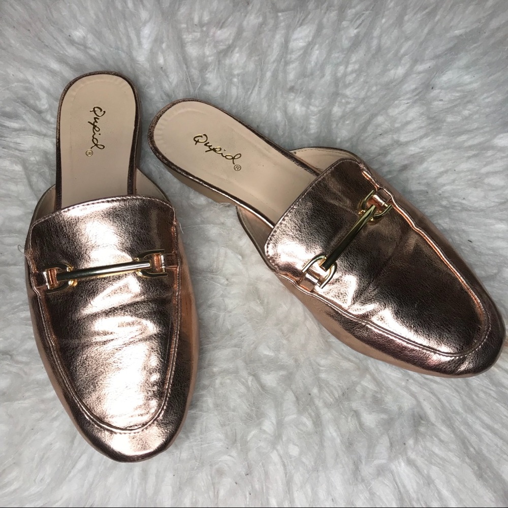 Rose Gold Qupid toe mules